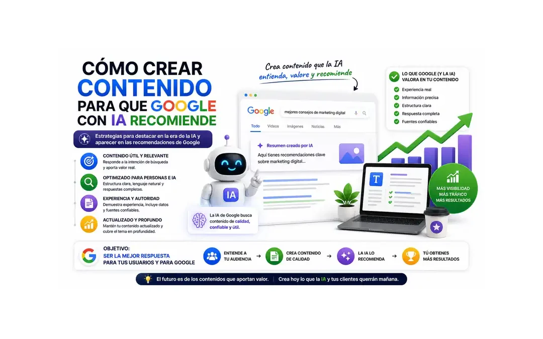 Cómo crear contenido que Google y la IA puedan recomendar 2026