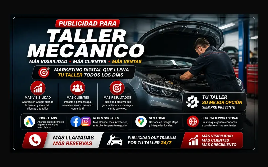 Publicidad para taller mecánico: cómo atraer más clientes con SEO, Google Ads y redes sociales